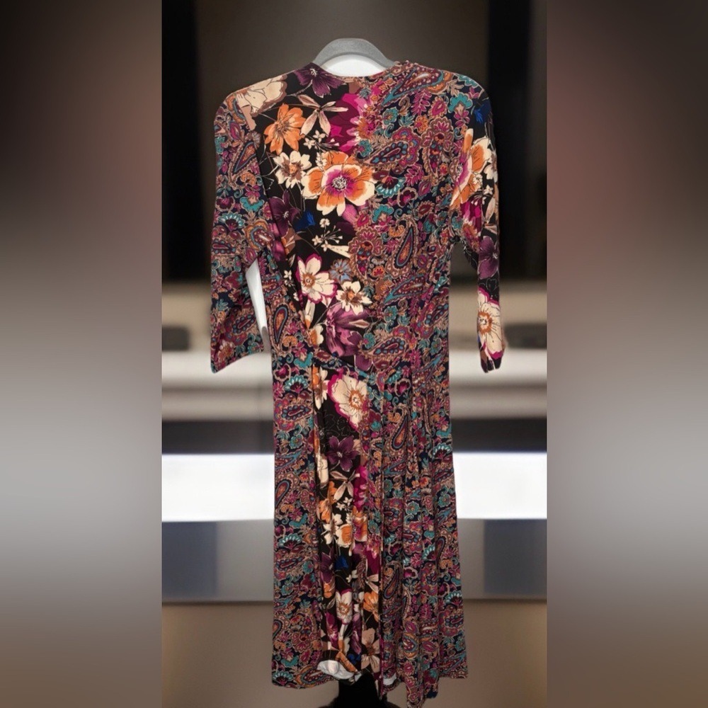 Romantic‎ Boho Floral Midi Dress NWT Made in Portugal Soft Stretch Midi Size XL - Picture 3 of 4